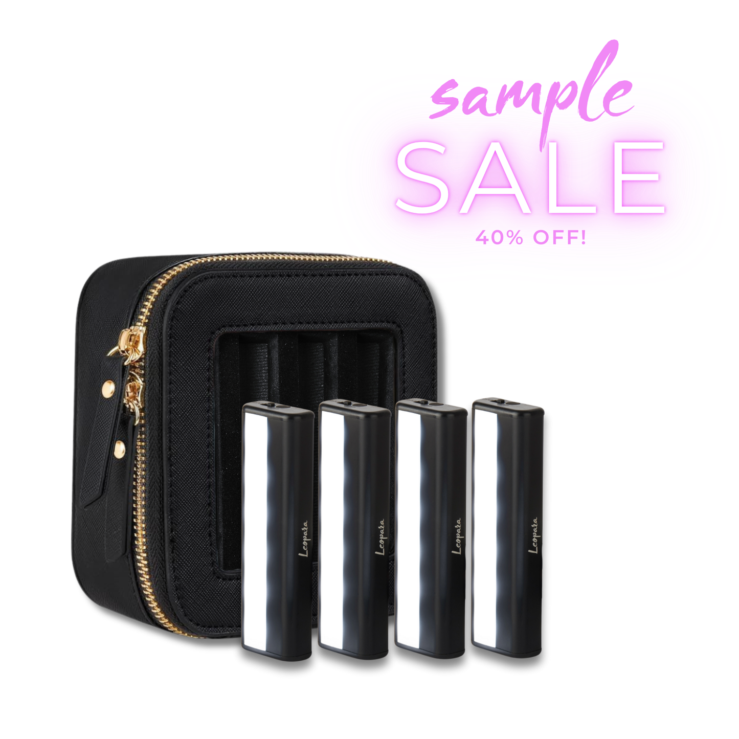 SAMPLE SALE! Leopara GLOW Portable Makeup Light Kit - Black & Gold